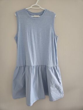 Universal Thread light blue sleeveless midi dress, ruffle skirt, pockets!, new